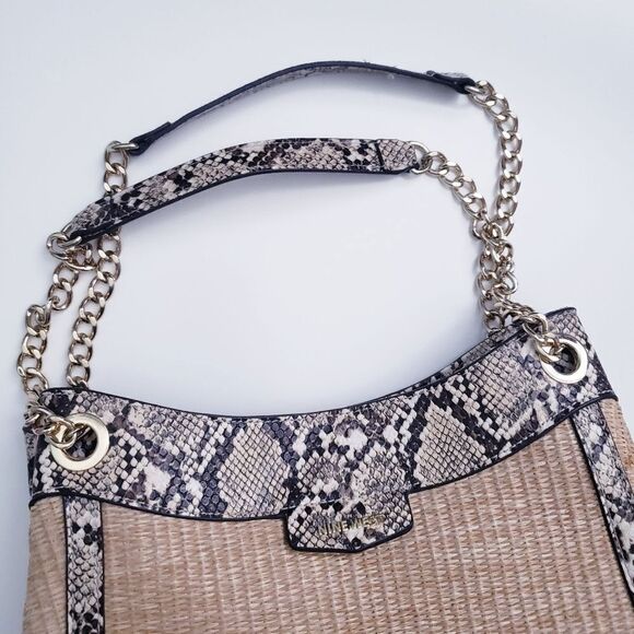 Nine West Snake Print and Raffia Carryall - Picture 2 of 7
